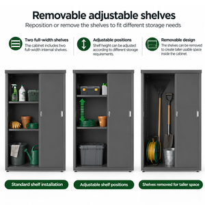 Armario <span class=keywords><strong>de</strong></span> Almacenamiento Exterior SEEYES con Doble Puerta Corredera, Acero Galvanizado, para Herramientas <span class=keywords><strong>de</strong></span> Jardín, Patio, Fábrica OEM ODM, Impermeable - Product Image 4