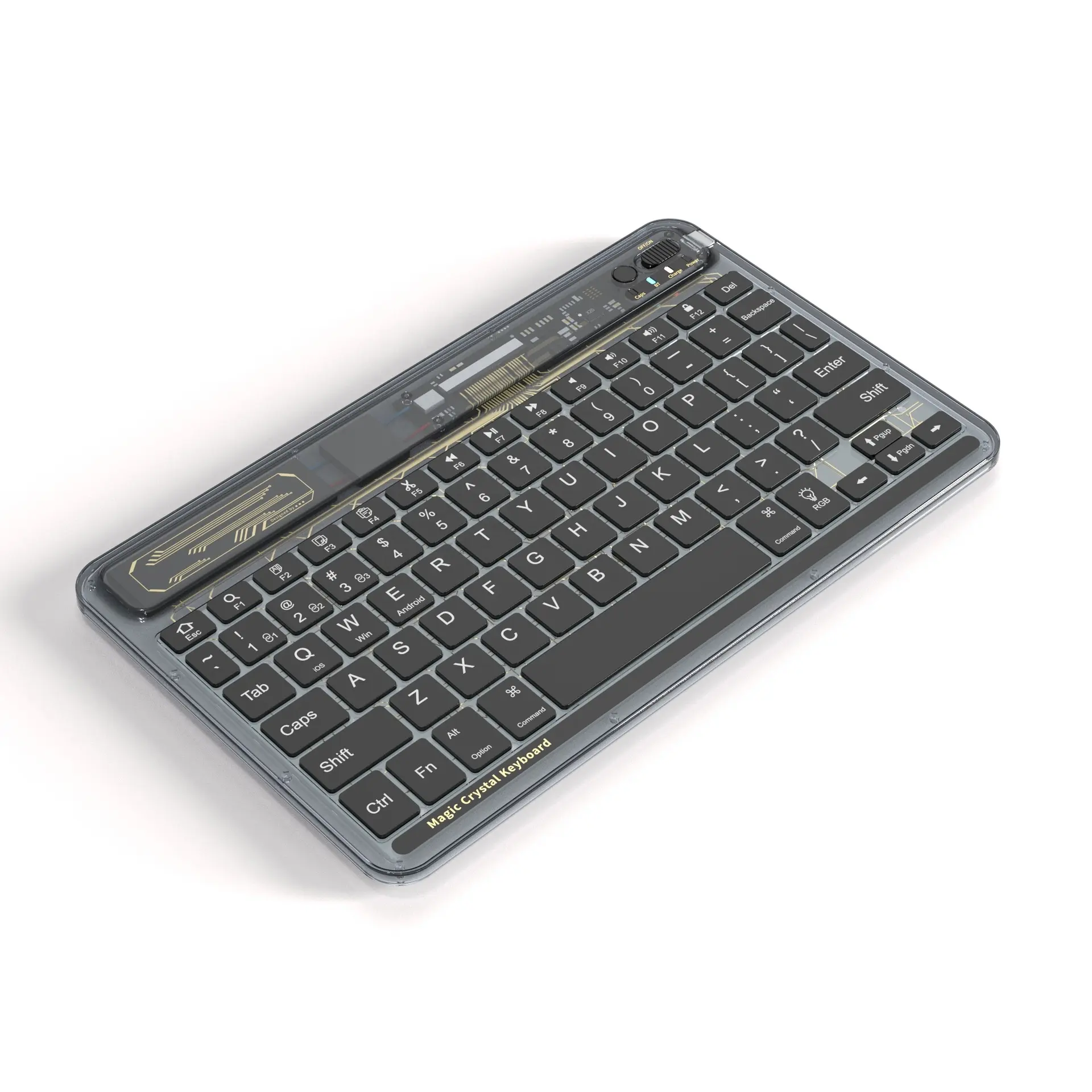 Tableta plana inalámbrica retroiluminada, tablet portátil recargable con teclado transparente para escribir, para Android/ IOS/ Wins ipad 10