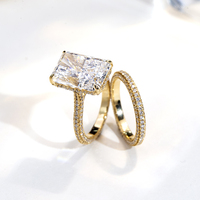 Bague de couple personnalisée Messi Jewelry MSR-1808 en or jaune 18 carats, grande taille, avec diamant de laboratoire taille radiant 10 carats F VS1