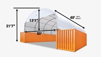 Abri conteneur à double treillis 30' x 40' avec couverture en PVC 17 oz et paroi latérale fermée pour le stockage de machines