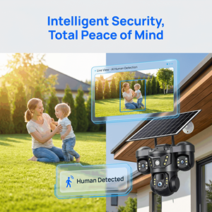 Caméra de sécurité à triple objectif solaire WiFi basse consommation avec alerte IA humanoïde et double éclairage, application V380, intérieur/extérieur, vente en gros - Product Image 3