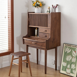<span class=keywords><strong>Mesa</strong></span> de Maquillaje y Tocador Multifuncional de Madera Sólida de Nogal Negro y Cerezo Norteamericano Moderno para Dormitorio - Product Image 1