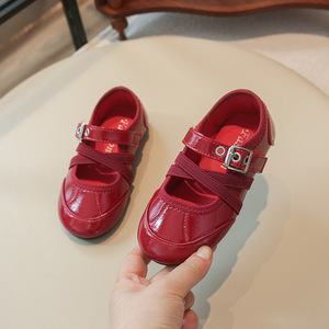 Chaussures de tous les jours pour filles, style Mary Jane, en cuir PU noir, à brides croisées, style rétro français - Product Image 3