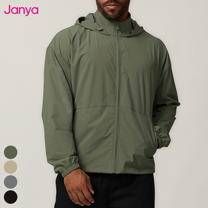 Vêtements de sport personnalisés avec logo, <span class=keywords><strong>veste</strong></span> de sport décontractée à col montant, <span class=keywords><strong>veste</strong></span> de course coupe-vent imperméable à fermeture éclair intégrale, <span class=keywords><strong>veste</strong></span> de fitness à capuche pour hommes - Product Image 1