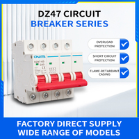 Disjoncteur miniature DZ47-63 4P triphasé C 16A 32A 63A 4kA 400V AC en plastique PA66 certifié CE, monté sur rail DIN, OEM, contacts argentés