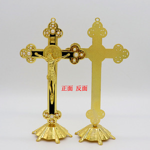 Crucifix debout en métal, croix de prière, croix de 21cm, artisanat gothique, plaqué or, nouvelle collection 2023 - Product Image 6