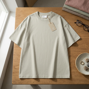 Short d'été surdimensionné pour homme, style Hip Hop, en coton tricoté 100% (300 g/m²), anti-boulochage, respirant, à épaules tombantes, avec devant à motif écossais uni - Product Image 3