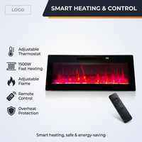 Cheminée électrique murale de style américain avec effet de flamme simulé, construction métallique, chauffage intelligent pour usage domestique en intérieur