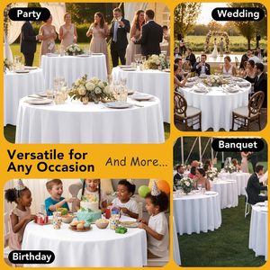 Hot Selling 120 Inch Polyester Round Custom White Party <strong>Wedding</strong> <strong>Tablecloth</strong> Table Cloths for Events Table Cloth Round <strong>Tablecloth</strong> - Product Image 4