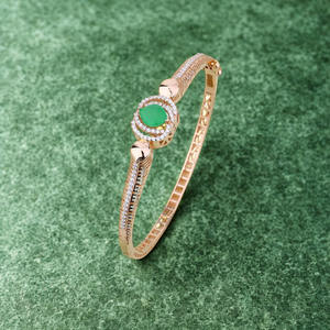 Fine jewelry Elegant wedding anniversary gift Luxury gold diamond <b>bangle</b> <b>bracelet</b> with green emerald gemstone women - Product Image 2