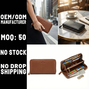 <span class=keywords><strong>Portafoglio</strong></span> da <span class=keywords><strong>Donna</strong></span> in Pelle Bovina a Grana Piena <span class=keywords><strong>con</strong></span> Chiusura a Zip, Scomparti per Carte, Protezione RFID, Scomparto per Banconote e Tasca per Monete, Produzione OEM - Product Image 1