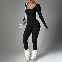 Combinaison de yoga côtelée une pièce pour femme, style euro-américain, dos nu, pantalon long, tenue de sport et fitness pour l'extérieur