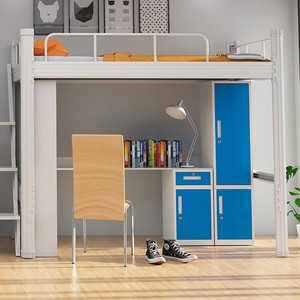 Недорогие двухъярусные кровати с рабочим столом, стол для взрослых, металлическая двухъярусная кровать в общежитии - Product Image 5