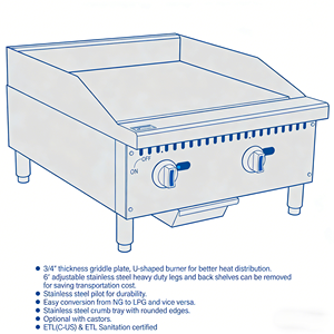 شواية غاز تجارية صناعية للوضع على الطاولة، موقد كبير للبرغر والووك - Product Image 2