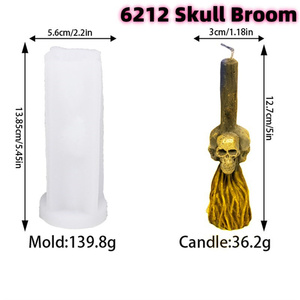 Moule à bougie pour balai <span class=keywords><strong>de</strong></span> sorcière Moule à pilier fait à la main Fouet <span class=keywords><strong>de</strong></span> sorcellerie Balais avec crâne <span class=keywords><strong>de</strong></span> citrouille Moule à bougie spirituelle rituelle magique - Product Image 6