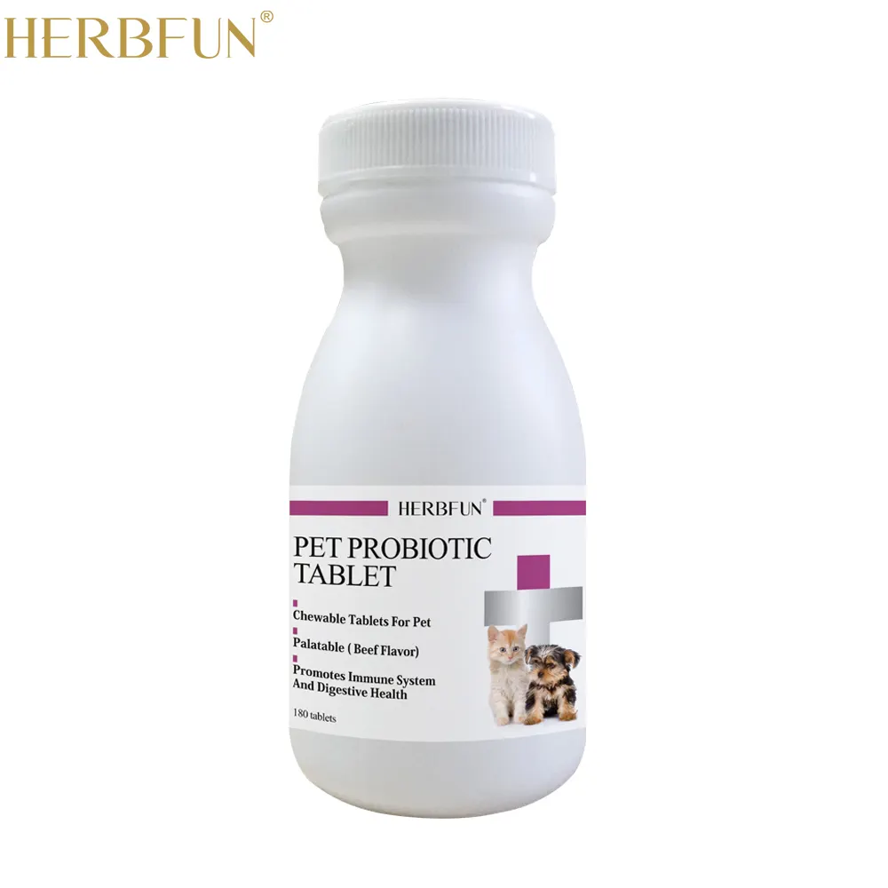 Suplemen Tablet probiotik anjing dan kucing Logo pribadi untuk promosi pencernaan dan nafsu makan