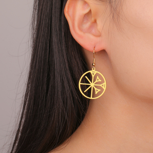 Boucles d'oreilles pour femmes avec symbole des anunnaki, symbole cunéiforme, pendentif Anu, acier inoxydable, mythologie sumérienne, bijoux - Product Image 3
