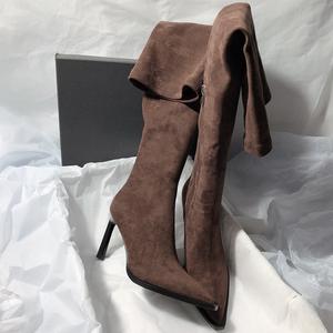 Botas Largas para Mujer, Tacones Altos, Zapatos de Punta, Botas de Invierno de Lujo de Gamuza, Botas Chelsea por Encima de la Rodilla 2025 - Product Image 3