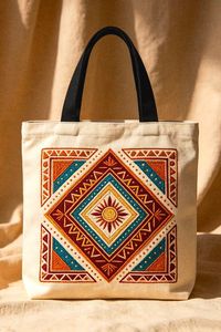 Multipurpose <b>Storage</b> <b>Bags</b> Cotton Canvas Tote <b>Bag</b> with Rattan Large Capacity Foldable Rectangle Shape Travel - Product Image 2