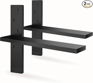 Supporti per Mensole a T Resistenti, Spessore 0,2 Pollici, in Acciaio Solido, Montaggio a Parete, Nero Opaco, 7 Misure da 8 a 20 Pollici - Product Image 2