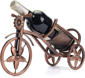 酒吧装饰工艺品单瓶架铁桌面自行车酒瓶展示架