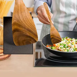 Ensemble d'ustensiles de cuisine en bois GL Poêle antiadhésive Outil de cuisine Cuillères et spatules en bois Cuillères en bois pour la cuisson fourchette à salade