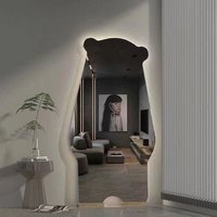 Miroir LED pleine longueur HD lumineux, design mignon en forme de petit ours, sur pied ou mural, idéal pour salon et magasin de vêtements