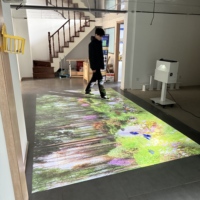 Technologie DeFi, projecteur holographique interactif intérieur/extérieur, mur, sol, cinéma orbital personnalisé, expérience de cinéma immersive en rouleaux