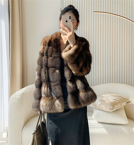 Acheter Femmes Noir Sable Mink Manteau D'hiver Court Fourrure Sable Manteau Pur Naturel Sable Manteau De Fourrure De Sable - Product Image 1