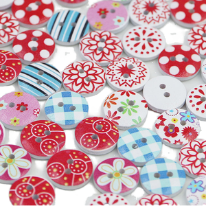 حزمة من الأزرار المختلطة المطبوعة من الخشب المطلية بجزأين إكسسوارات خياطة يدوية للملابس قصاصات تصميم دائري تصنعه بنفسك - Product Image 2
