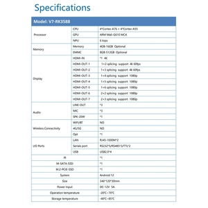 Contrôleur de mur vidéo commercial personnalisé V7 RK3588 avec sortie HD 8K, NPU 6 TOPS, <span class=keywords><strong>Android</strong></span> <span class=keywords><strong>13</strong></span> et lecteur de mur vidéo de qualité commerciale - Product Image 3