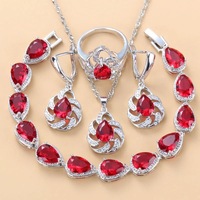 Parures de bijoux de mariage multicolores en zircon pour femmes : bracelet, boucles d'oreilles, collier, pendentif, bague – Cadeau idéal pour les fêtes