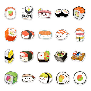 50 autocollants de sushi kawaii de haute qualité, imperméables et délicieux, pour la décoration artisanale et des cadres <span class=keywords><strong>photo</strong></span>, personnalisables et originaux - Product Image 4