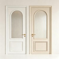 Porte battante en bois de style moderne pour villa, avec panneau de verre cannelé ovale, pour usage résidentiel