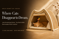 Lit pour chat en bois, dôme arqué, maisonnette pour chat, tente à gratter en jute, coussin amovible, jouet, meuble d'intérieur pour animaux de compagnie