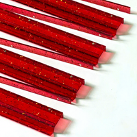 Règle de mélange de tuiles de mahjong en acrylique rouge avec paillettes dorées, style américain, pour Halloween et Noël