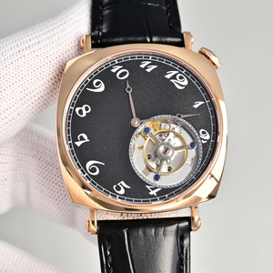 Popular Best Selling Classic Tourbillon <b>Skeleton</b> Design Stainless Steel Case Black Genuine Leather Strap Men's Sports <b>Watch</b> - Product Image 1