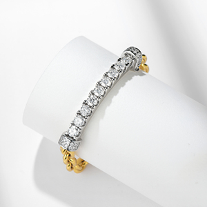 Bracelet en or blanc plaqué moissanite de toutes les tendances, chaîne cubaine pour hommes et femmes, bracelets de charme pour soirée - Product Image 2