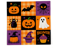 Serviettes en papier jetables à thème Halloween à carreaux, décoration de table, orange et noir, fournitures de fête d'Halloween