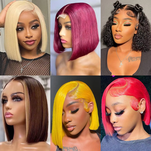 Perruques Bob Courtes Lisses Rouge 99J en Cheveux Humains, Perruques Avant en Dentelle Bourgogne sans Colle HD Frontal en Dentelle de Cheveux Humains pour Femmes Noires - Product Image 3