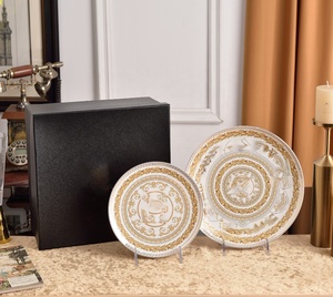 Luxury 58 Pcs Dining Room <b>Set</b> Black Box Europe Bone China Porcelain Dinnerware Nordic Dishes Plates Home Coffee Use Wholesale - Product Image 2