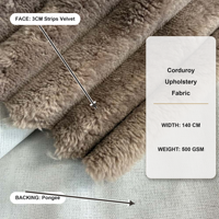 Tissu en velours ultra doux ignifuge à rayures de 3 cm, tissu en velours côtelé pour canapé, décoration intérieure, rembourrage