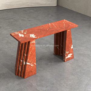 Mesa de consola de mármol rojo de estilo palaciego europeo Rosso <span class=keywords><strong>Alicante</strong></span>, muebles de entrada de piedra Natural de lujo hechos a mano - Product Image 1