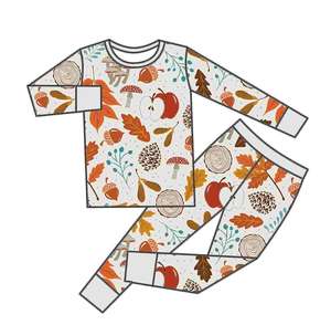 Qingli OEM Random <strong>Christmas</strong> Character Printed Bamboo <strong>Children</strong> Casual Style Long Sleeved Two Pieces <strong>Outfit</strong> - Product Image 4