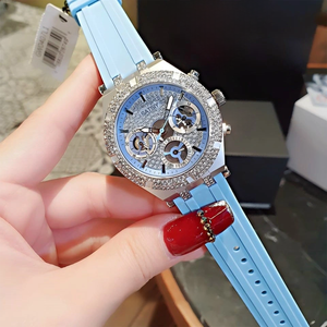 Reloj Cronógrafo Cuadrado <span class=keywords><strong>para</strong></span> Mujer <span class=keywords><strong>GUESS</strong></span> GW0407L1, Cuarzo, Caja de Acero Inoxidable de 38 mm, Resistente al Agua 30M, Correa de Silicona Simple, Venta al Por Mayor - Product Image 2