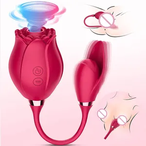 Wholesale Rose vibrator Sucking Vibrating 2 In 1 sex toys for woman rose vibrator for women juguetes sexuales Vibrador sexual