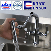 Robinet de cuisine professionnel de haute qualité avec cartouche céramique, mitigeur pulvérisateur télescopique rotatif extérieur à montage sur plan, avec douchette extractible
