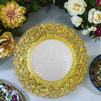 Vente en gros d'assiettes de présentation en plastique PP 13 pouces rose argenté doré plats décoratifs de luxe pour les fêtes