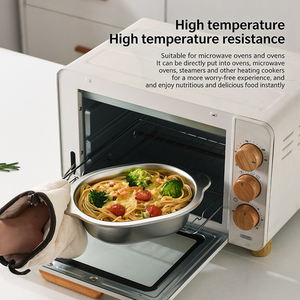 Tazón Ovalado <span class=keywords><strong>de</strong></span> Acero Inoxidable Estilo Coreano con Doble Asa, Fondo Plano, para Ensaladas, Fideos, <span class=keywords><strong>Pollo</strong></span> Frito - Product Image 4