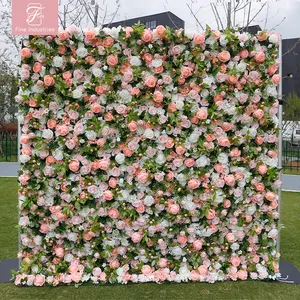 Pink White Rose Flower Wall Factory Custom Wedding Props Artificial Flower Wall